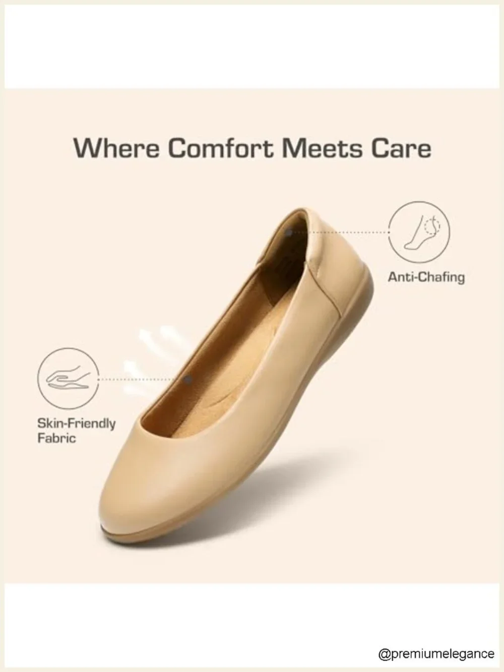 Women's Ballet Flats with Foam Insole, Slip-on Round Toe Work Shoes